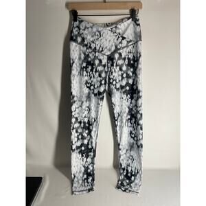 Offline by Aerie Gray Black Animal Print Ankle Leggings Cross Front Size Large